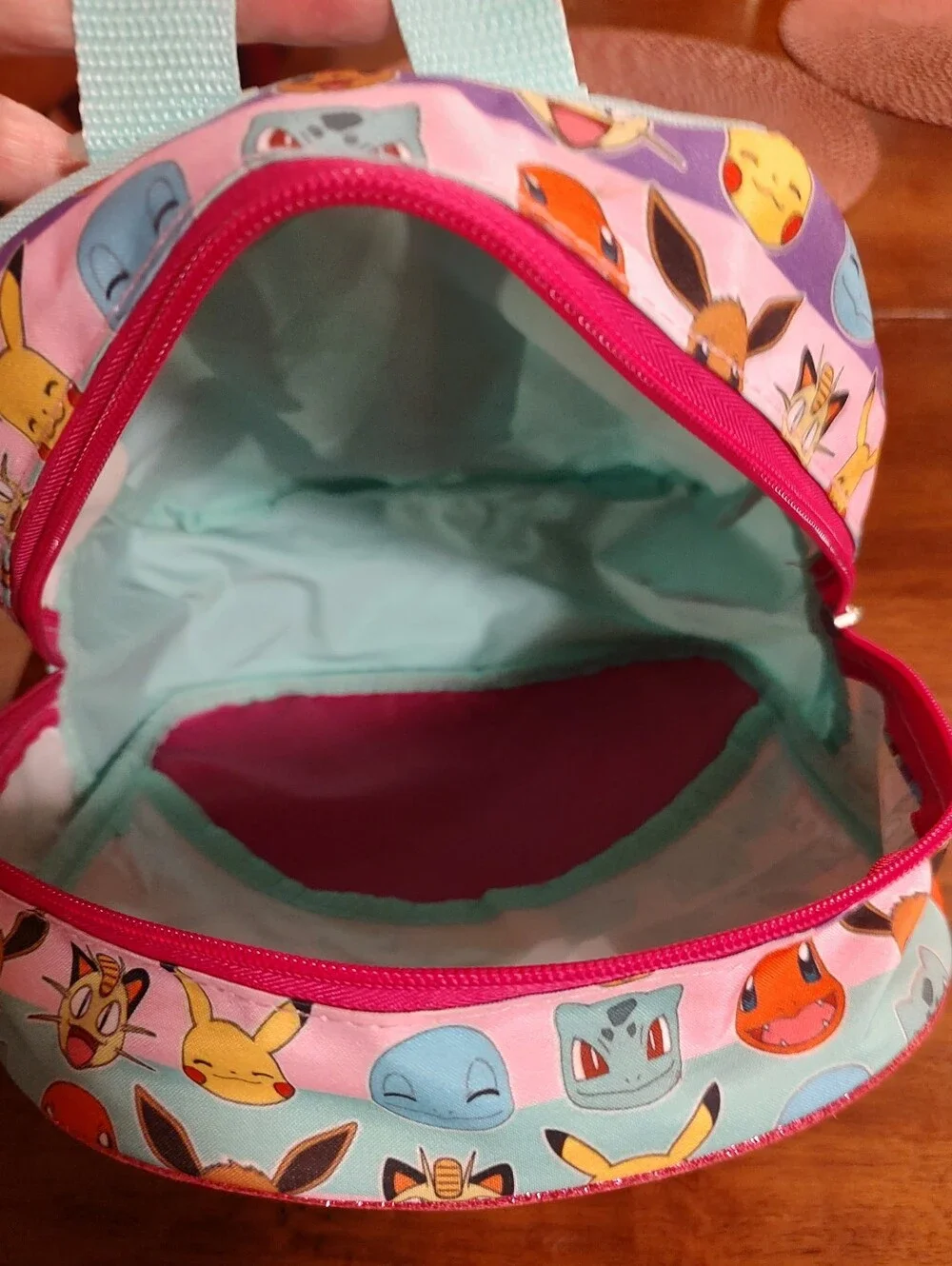 Pokemon Pink, Teal & Yellow Kids Backpack with Character Faces